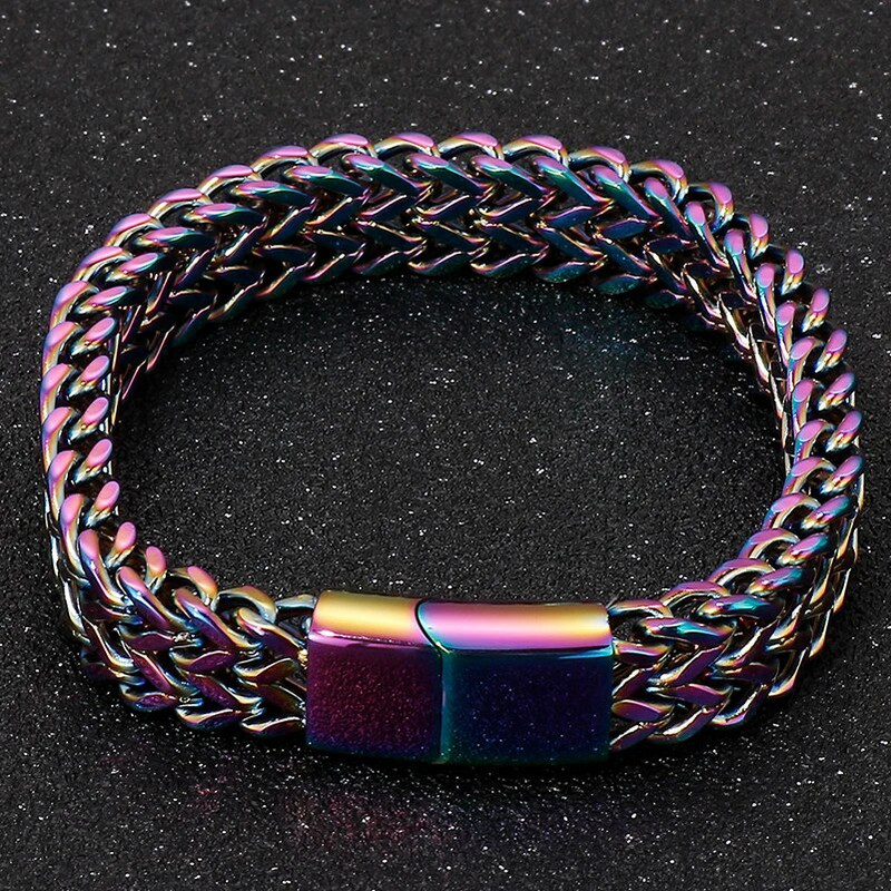 Βραχιόλι καρπού από συμπαγές ανοξείδωτο ατσάλι Ανδρικά χερούλια με αλυσίδα για άνδρες λογότυπο & όνομα & ημερομηνία Χαραγμένα ανδρικά κοσμήματα 12mm