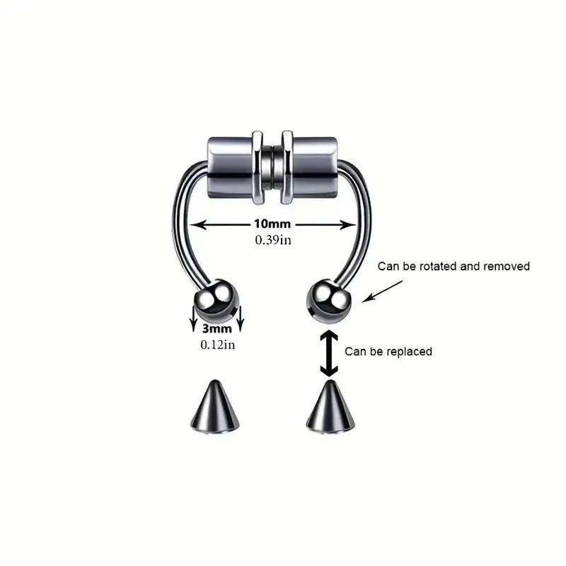 1-3 gab. Magnētisks starpsienas deguna gredzens sievietēm bez caurduršanas nerūsējošā tērauda stīpas atkārtoti lietojamas viltotas deguna rotaslietas