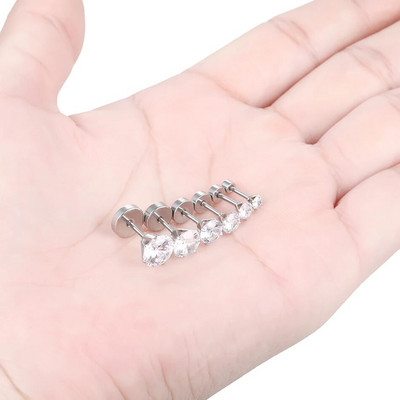 1 pár rozsdamentes acél fülbevaló női fehér köbös cirkónium spirál porc piercing fülbevaló test ékszer nagykereskedés