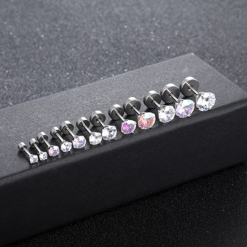 1 pár rozsdamentes acél fülbevaló női fehér köbös cirkónium spirál porc piercing fülbevaló test ékszer nagykereskedés