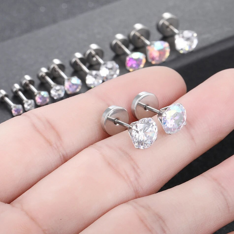 1 pár rozsdamentes acél fülbevaló női fehér köbös cirkónium spirál porc piercing fülbevaló test ékszer nagykereskedés