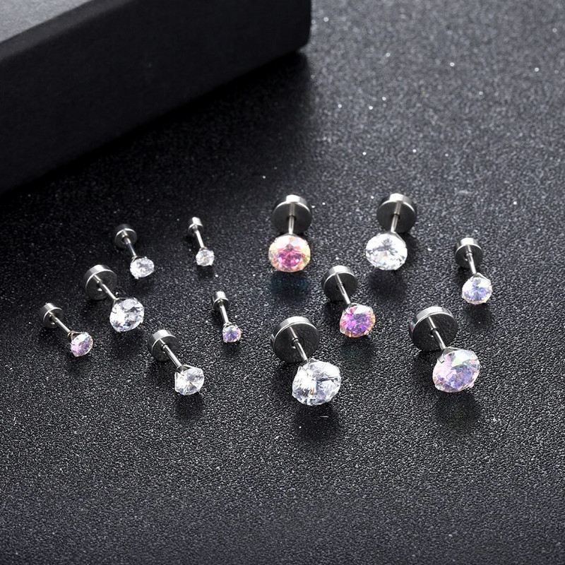 1 pár rozsdamentes acél fülbevaló női fehér köbös cirkónium spirál porc piercing fülbevaló test ékszer nagykereskedés