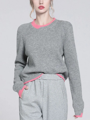 Νέα σε πλεκτά Γυναικεία πουλόβερ χειμερινής μόδας 2023 Κορεατικά πουλόβερ με λαιμόκοψη ΧΑΛΑΡΑ Μακρυμάνικη μπλούζα μασίφ ζεστά μπλουζάκια