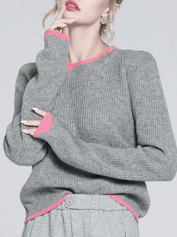 Jaunums trikotāžas izstrādājumos Ziemas modes sieviešu džemperi 2023. gada korejiešu modes džemperi ar o-veida kakla izgriezumu, LOSE, garām piedurknēm, cieti, silti džemperi