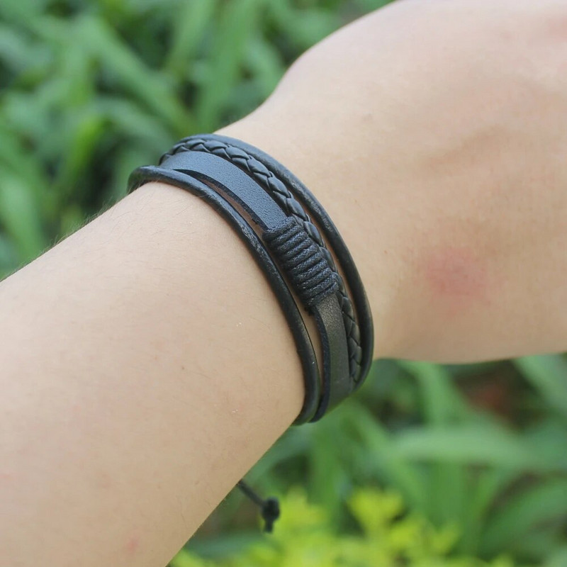 TYO Classic Design Multi-Layers Πλεκτό Χειροποίητο Βραχιόλι Ρυθμιζόμενο Μέγεθος 18-20CM Δερμάτινο βραχιόλι από σύρμα Δώρο γενεθλίων