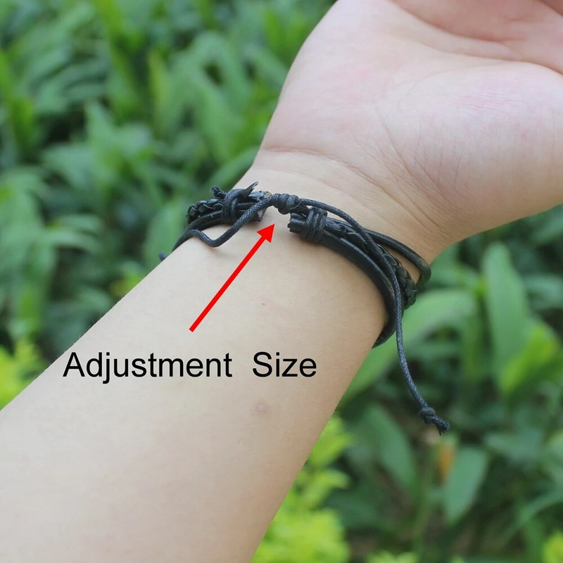 TYO Classic Design Multi-Layers Πλεκτό Χειροποίητο Βραχιόλι Ρυθμιζόμενο Μέγεθος 18-20CM Δερμάτινο βραχιόλι από σύρμα Δώρο γενεθλίων