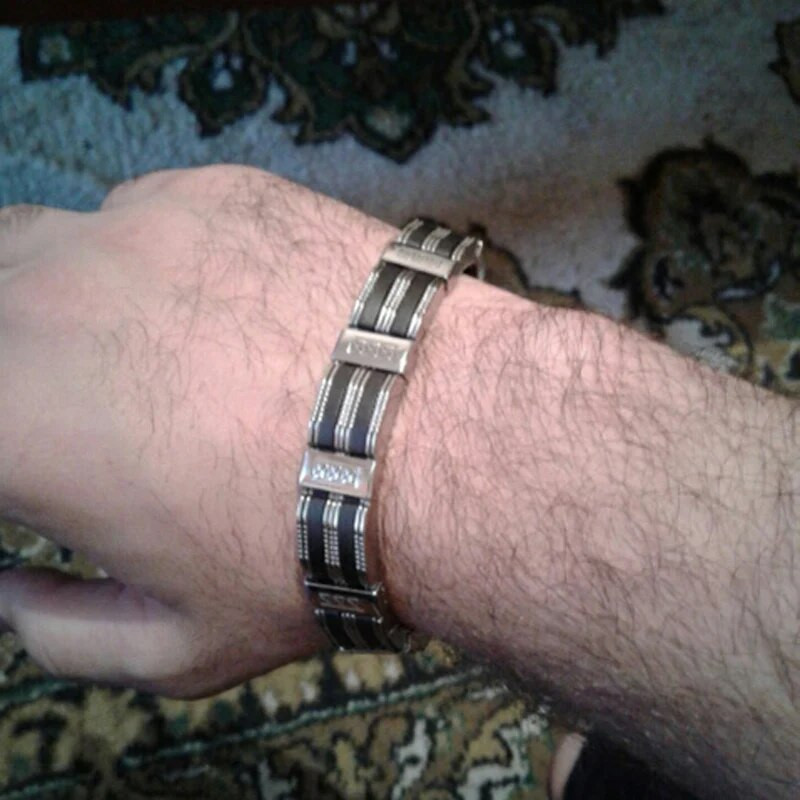 Juvelierizstrādājumi Aksesuāri Vīriešu rokassprādze, vīriešu rokassprādze 13 MM 9,25 collas nerūsējošā tērauda un melna silikona rokassprādzes vīrietim uz rokas aproce