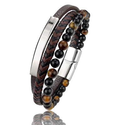 Augstas kvalitātes luksusa aksesuāri rokassprādze vīriešiem modes dāvana melna īstas ādas rokassprādzes DIY kombinācija savvaļas skaista dāvana