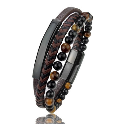 Augstas kvalitātes luksusa aksesuāri rokassprādze vīriešiem modes dāvana melna īstas ādas rokassprādzes DIY kombinācija savvaļas skaista dāvana