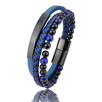 Augstas kvalitātes luksusa aksesuāri rokassprādze vīriešiem modes dāvana melna īstas ādas rokassprādzes DIY kombinācija savvaļas skaista dāvana