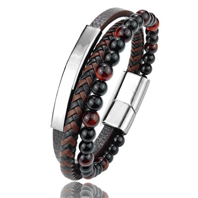 Augstas kvalitātes luksusa aksesuāri rokassprādze vīriešiem modes dāvana melna īstas ādas rokassprādzes DIY kombinācija savvaļas skaista dāvana