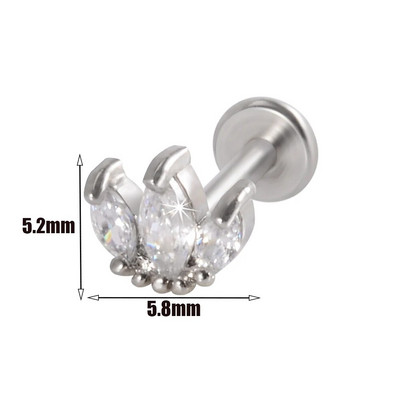 1gab Ķirurģiskā tērauda cirkona auss radze Labret Stud lūpu gredzens skrimslis spirāle daivas gliemene pīrsings mēness auskari ķermeņa pīrsings rotaslietas