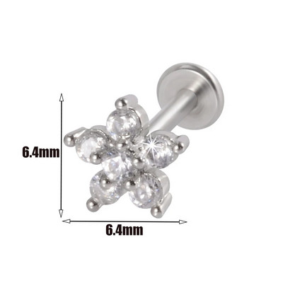 1gab Ķirurģiskā tērauda cirkona auss radze Labret Stud lūpu gredzens skrimslis spirāle daivas gliemene pīrsings mēness auskari ķermeņa pīrsings rotaslietas