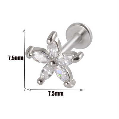 1gab Ķirurģiskā tērauda cirkona auss radze Labret Stud lūpu gredzens skrimslis spirāle daivas gliemene pīrsings mēness auskari ķermeņa pīrsings rotaslietas