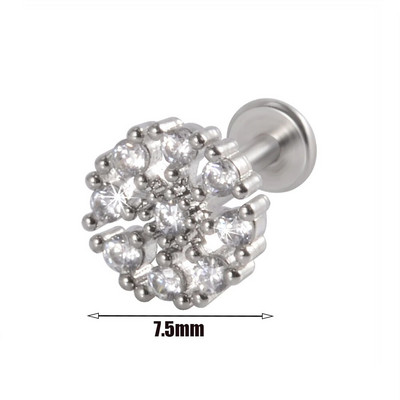 1gab Ķirurģiskā tērauda cirkona auss radze Labret Stud lūpu gredzens skrimslis spirāle daivas gliemene pīrsings mēness auskari ķermeņa pīrsings rotaslietas