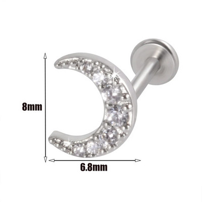 1gab Ķirurģiskā tērauda cirkona auss radze Labret Stud lūpu gredzens skrimslis spirāle daivas gliemene pīrsings mēness auskari ķermeņa pīrsings rotaslietas