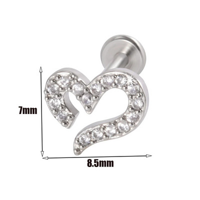 1gab Ķirurģiskā tērauda cirkona auss radze Labret Stud lūpu gredzens skrimslis spirāle daivas gliemene pīrsings mēness auskari ķermeņa pīrsings rotaslietas