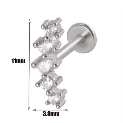 1gab Ķirurģiskā tērauda cirkona auss radze Labret Stud lūpu gredzens skrimslis spirāle daivas gliemene pīrsings mēness auskari ķermeņa pīrsings rotaslietas