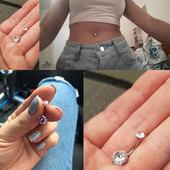 Fashion Hot Sexy Double Circon Anti Allergy Vienkāršs atpūtas krēsls Titāna Auskari Ausu Nagu Vēders Pogas Gredzeni Nabas Pīrsings пирсинг