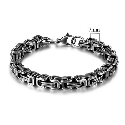 MKENDN Мъжки реколта 5-10 mm неръждаема стомана Византийска бордюра Cuban Link Chain Гривни за мъже Унисекс ХИП-ХОП Бижута за китката Подаръци