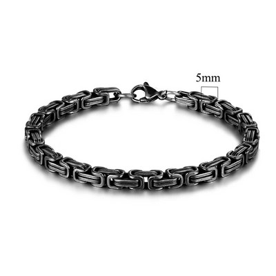 MKENDN Мъжки реколта 5-10 mm неръждаема стомана Византийска бордюра Cuban Link Chain Гривни за мъже Унисекс ХИП-ХОП Бижута за китката Подаръци