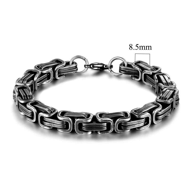 MKENDN Мъжки реколта 5-10 mm неръждаема стомана Византийска бордюра Cuban Link Chain Гривни за мъже Унисекс ХИП-ХОП Бижута за китката Подаръци