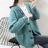 Trikotāžas džempera jaka sieviešu brīvs tops 2023. gada pavasara jaunais sieviešu modes korejiešu variants, rozā jaciņa mētelis, mīksts 890