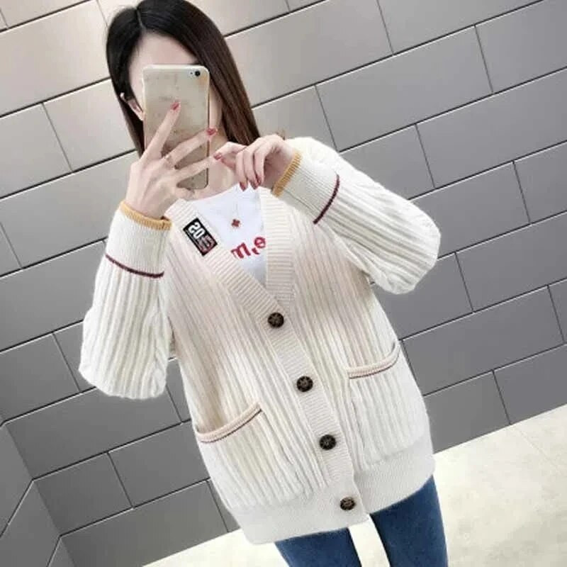 Trikotāžas džempera jaka sieviešu brīvs tops 2023. gada pavasara jaunais sieviešu modes korejiešu variants, rozā jaciņa mētelis, mīksts 890