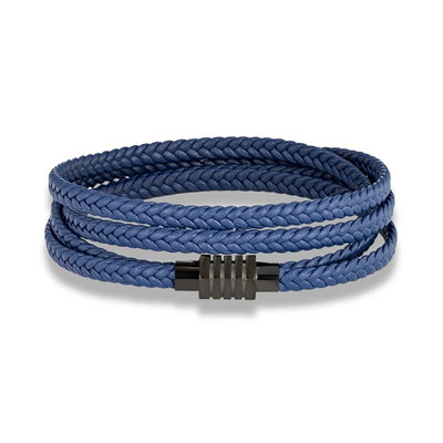 MKENDN moodne punutud köiega kootud mitmekihilised ehtsast nahast käevõrud meeste punkmustad roostevabast terasest käevõrud käsitsi valmistatud ehted