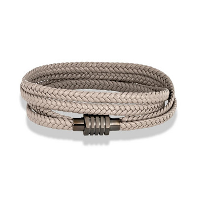 MKENDN moodne punutud köiega kootud mitmekihilised ehtsast nahast käevõrud meeste punkmustad roostevabast terasest käevõrud käsitsi valmistatud ehted