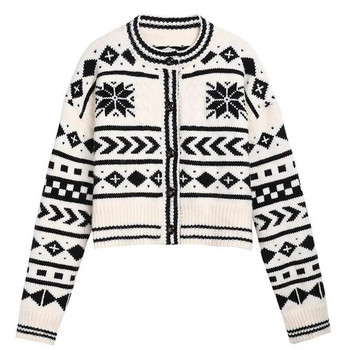 Есен и зима Нов малък ароматен стил плетена жилетка пуловер палто корейски стил див колеж стил пуловер яке яке жени