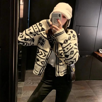 Rudens un ziemas jauns neliels aromāts, trikotāžas džemperis, korejiešu stila džemperis, mežonīgs koledžas stils, jaka sievietēm