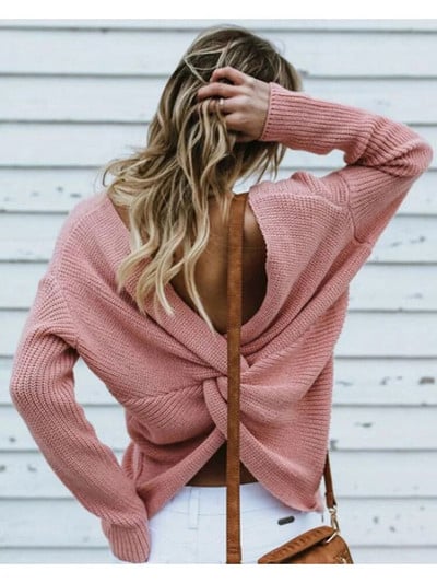 Naised Selg Risti ristpärlitega kootud kampsun Sügis Talv Elegantne OL Soe Pullover Mood Soliidne Kampsun Kudumid Pull