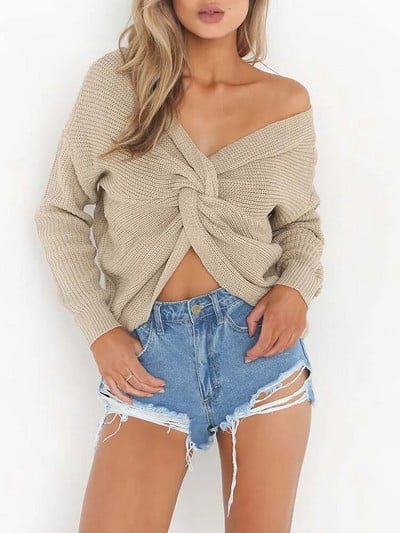 Naised Selg Risti ristpärlitega kootud kampsun Sügis Talv Elegantne OL Soe Pullover Mood Soliidne Kampsun Kudumid Pull