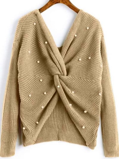 Naised Selg Risti ristpärlitega kootud kampsun Sügis Talv Elegantne OL Soe Pullover Mood Soliidne Kampsun Kudumid Pull