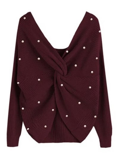 Naised Selg Risti ristpärlitega kootud kampsun Sügis Talv Elegantne OL Soe Pullover Mood Soliidne Kampsun Kudumid Pull