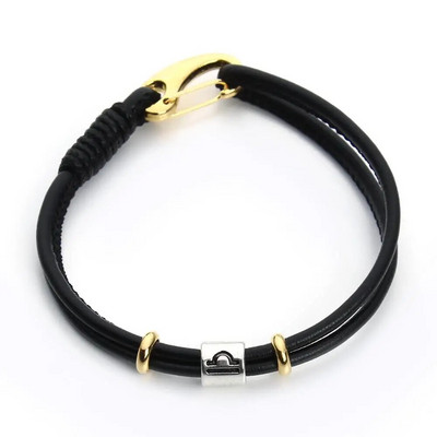 Vīriešu oriģinālā zvaigznāja rokassprādze Ādas rokassprādze vīriešiem Rokassprādze Ūdensvīrs/Jaunava/Skorpions/Svari 12 Zodiaka zīmju rokassprādze