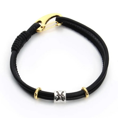 Vīriešu oriģinālā zvaigznāja rokassprādze Ādas rokassprādze vīriešiem Rokassprādze Ūdensvīrs/Jaunava/Skorpions/Svari 12 Zodiaka zīmju rokassprādze