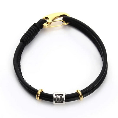 Vīriešu oriģinālā zvaigznāja rokassprādze Ādas rokassprādze vīriešiem Rokassprādze Ūdensvīrs/Jaunava/Skorpions/Svari 12 Zodiaka zīmju rokassprādze