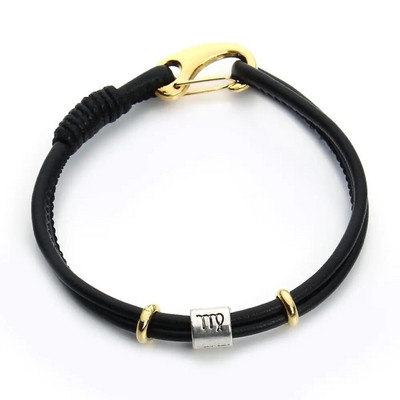 Vīriešu oriģinālā zvaigznāja rokassprādze Ādas rokassprādze vīriešiem Rokassprādze Ūdensvīrs/Jaunava/Skorpions/Svari 12 Zodiaka zīmju rokassprādze