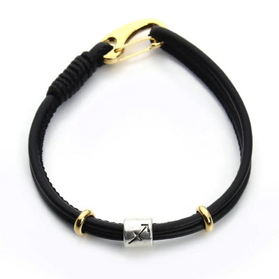 Vīriešu oriģinālā zvaigznāja rokassprādze Ādas rokassprādze vīriešiem Rokassprādze Ūdensvīrs/Jaunava/Skorpions/Svari 12 Zodiaka zīmju rokassprādze