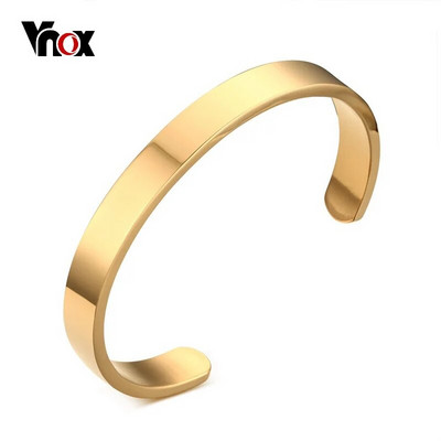 Vnox vīriešu aproce un rokassprādze zelta krāsā augstas kvalitātes nerūsējošā tērauda vienkāršas rokassprādzes Pulseiras rotaslietas 2,5 collas diametrs