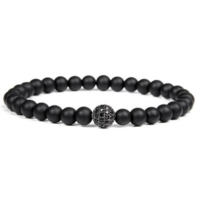 Micro Pave ar melnām pērlītēm CZ cirkonija karaļa kroņa un bāra šarmu rokassprādze vīriešiem akmens pērlīšu rokassprādze Valentīna vīriešiem Juvelierizstrādājumu piegāde