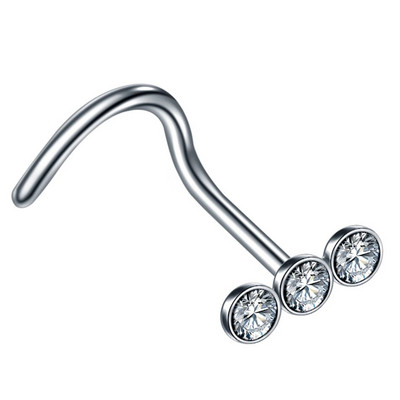 1 gab nerūsējošā tērauda L formas deguna skrūvju tapa 20G CZ taisna deguna gredzena komplekts nāsis stīpa auskars pīrsings Nariz pin ķermeņa rotaslietas