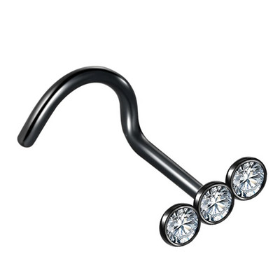 1 gab nerūsējošā tērauda L formas deguna skrūvju tapa 20G CZ taisna deguna gredzena komplekts nāsis stīpa auskars pīrsings Nariz pin ķermeņa rotaslietas