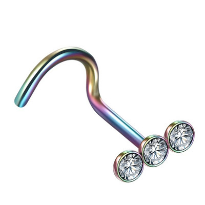 1 gab nerūsējošā tērauda L formas deguna skrūvju tapa 20G CZ taisna deguna gredzena komplekts nāsis stīpa auskars pīrsings Nariz pin ķermeņa rotaslietas