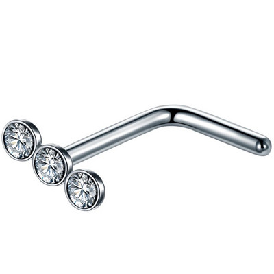 1 gab nerūsējošā tērauda L formas deguna skrūvju tapa 20G CZ taisna deguna gredzena komplekts nāsis stīpa auskars pīrsings Nariz pin ķermeņa rotaslietas