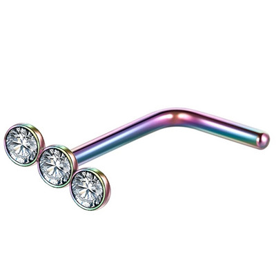 1 gab nerūsējošā tērauda L formas deguna skrūvju tapa 20G CZ taisna deguna gredzena komplekts nāsis stīpa auskars pīrsings Nariz pin ķermeņa rotaslietas