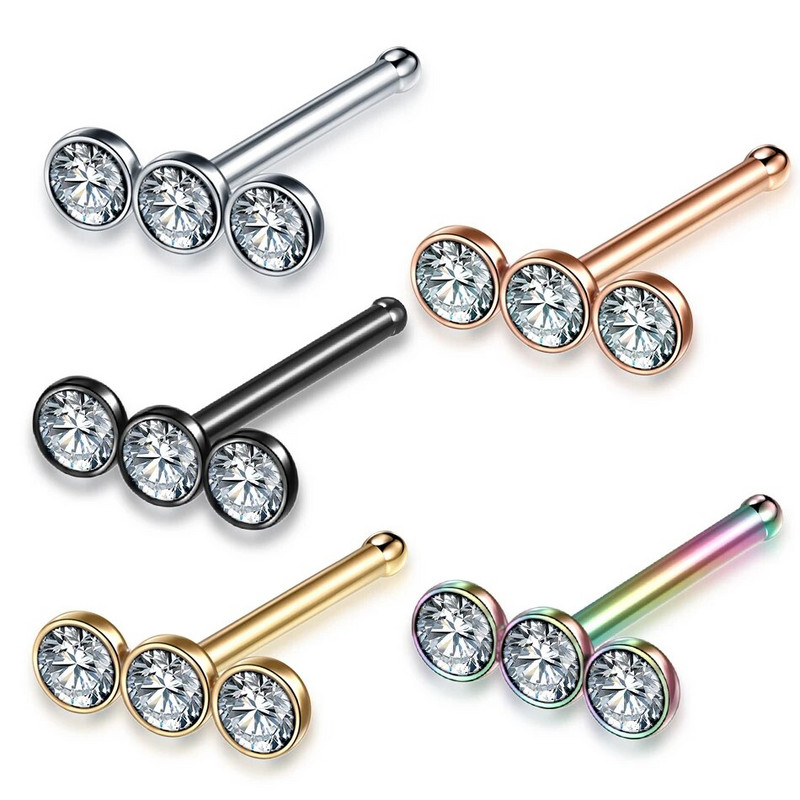 1 gab nerūsējošā tērauda L formas deguna skrūvju tapa 20G CZ taisna deguna gredzena komplekts nāsis stīpa auskars pīrsings Nariz pin ķermeņa rotaslietas