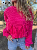 Φούντα μόδας Φθινοπωρινό Χειμερινό πουλόβερ για Γυναικεία High Street Loose Fluffy Pullover Streetwear Πλεκτομηχανές Μασίφ Lady κανονικό πουλόβερ